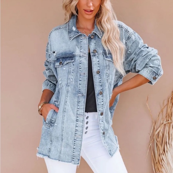 Vici Jackets & Blazers - SOLD! Taking to consignment 7/31 Vici Layne  distressed denim Jean jacket